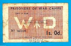 BRITISH WWII POW Note C5017a 1 Shilling Camp # 14 BUN Ayr With2 Endorsements RARE