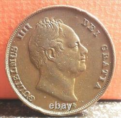 Beautiful and Rare 1834 King William IV Great Britain One Penny KM# 707