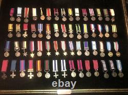 British Miniature Campaign And Galantry Medals Rare Set Framed No Glass Victoria