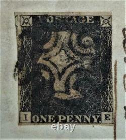 Certified Penny Black on cover rare plate 11 greyish black SGAS72 see details