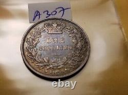 Extremely Rare 1839 Great Britain One Shilling Silver Sharp Coin