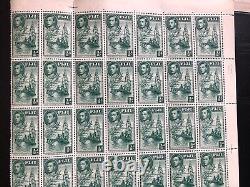 Fiji GV1 1938-55 1/2d green block of 42 stamps MH RARE