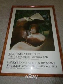 Framed Rare Henry Moore Exhibit poster Great Britain Tate Gallery working model