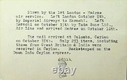 GB 1932 Rare London Karachi By Air In India Imperial Flight Card To Ceylon