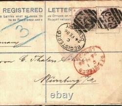 GB Cover Yorks Dewsbury Registered 253 Rare Numeral Perfin GERMANY 1886 N149a