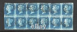 GB QV 1841 2d Blue SG14 Very Fine Used Block of 12 mostly 4 margin SCARCE /RARE