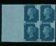 Gb Qv Dp20 Rainbow Trial St 3 1840 1d Prussian China Blue Block Of 4 Very Rare
