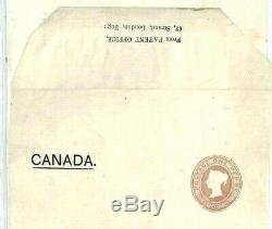 GB RARE PENNY PINK Cover Official QV Stationery PATENT OFFICE NOTICE Canada CV89