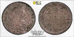 GB008 Rare 1677 Great Britain 1/2 Crown PCGS AU50