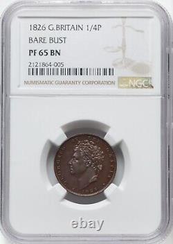 GREAT BRITAIN 1826 George IV Farthing NGC PF 65 BN EXTREMELY RARE 150 MTG