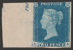 GREAT BRITAIN 1840 QV 2d blue plate 1 RARE MINT with Certificate. Cat £38,000