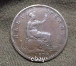 GREAT BRITAIN 1878 1/2 Penny, KM. 754, Very Rare- Small Date-FREE SHIPPING IN US