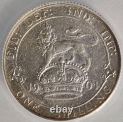 GREAT BRITAIN 1904 STERLING ONE SHILLING EF40 Details-Cleaned ANACS Rare Silver