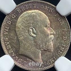 GREAT BRITAIN. 1908, 3 Pence, Silver NGC MS66 KEVII, Maundy, ? Toned, RARE