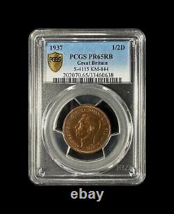 GREAT BRITAIN. 1937, 1/2 Penny PCGS PR65 KGV, Golden Hind, RARE