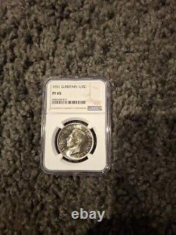 GREAT BRITAIN. 1951, 1/2 Crown NGC PF65 Crowned Monogram-Rare