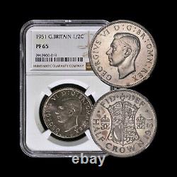 GREAT BRITAIN. 1951, 1/2 Crown NGC PF65 KGVI, Crowned Monogram, RARE