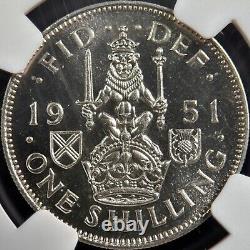 GREAT BRITAIN. 1951, Shilling NGC PF65 KGVI, Scottish Crest, Lion, RARE