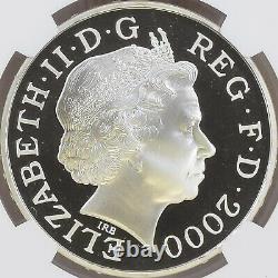 GREAT BRITAIN. 2000, 5 Pounds, Silver NGC PF69 Millennium Proof Gilt RARE