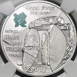 GREAT BRITAIN. 2009, 5 Pounds, Silver NGC PF69 Olympics, Stonehenge RARE