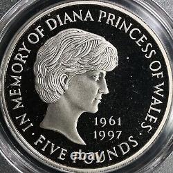 GREAT BRITAIN. 5 Pounds, 1999 PCGS PR69 Diana Memorial Proof RARE