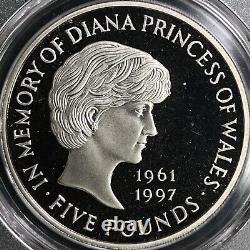 GREAT BRITAIN. 5 Pounds, 1999 PCGS PR69 Diana Memorial Proof RARE