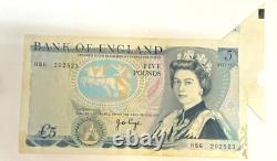 GREAT BRITAIN ENGLAND 1970 FIVE 5 POUNDS RARE ERROR WITH FLAPS AND WET INK aUNC