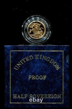 GREAT BRITAIN KM-942, 1992 1/2 Sovereign Gold coin, Gem Proof withCOA RARE