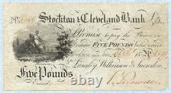 GREAT BRITAIN Stockton Cleveland Bank 5 Pounds 1814 F RARE