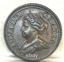 GREAT BRITAIN UK 1714 QUEEN ANNE FARTHING PATTERN TONED aUNC 4ITS AGE SUPER RARE