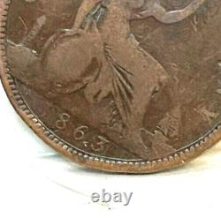 GREAT BRITAIN UK ENGLAND 1863 PENNY with a LARGER 3 VARIETY RARE