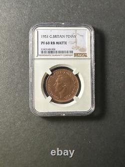 Great Britain 1 penny 1951 Extremely RARE! Matte Proof NGC PF60 RB