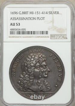 Great Britain 1696 Assassination Plot on William of Orange NGC AU53 RARE