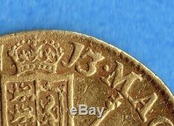 Great Britain 1713 Guinea Gold Coin Queen Anne RARE Overdate 3/1 EF Detail