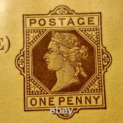 Great Britain 1800's Post Card MH One Penny Stamp Very Rare