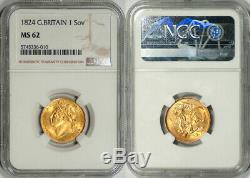 Great Britain 1824 George IV gold Sovereign NGC MS-62 RARE