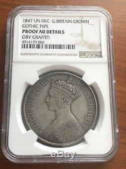 Great Britain 1847 Victoria Gothic Crown NGC PROOF SILVER COIN RARE