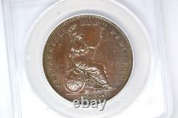 Great Britain 1858 Penny- ANACS AU-58- Repunched Date. Lovely coin! RARE