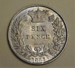 Great Britain 1862 (Very Rare) 6 Pence Extra Fin to About Uncirculated FreeShip