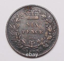 Great Britain 1863 Six 6 Pence F Very RARE Date LOW Mintage KEY Victoria UK Coin