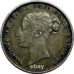 Great Britain 1876 Queen Victoria 6 Pence Silver Coin Rare