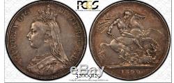 Great Britain 1890/80 Crown S-3921 PCGS XF45 RARE Pop 1 The Only 1 from Both