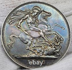 Great Britain 1893 Silver Proof Crown LVI Stunning Blue Toning Rare Coin