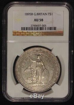 Great Britain 1895B Mint Mark Trade Dollar NGC AU58 Ultra Rare