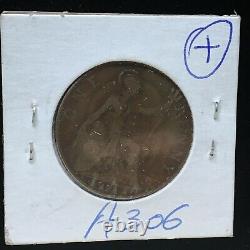 Great Britain 1918-H Penny RARE DATE/MINT A306