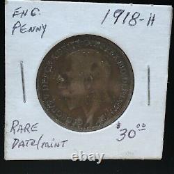 Great Britain 1918-H Penny RARE DATE/MINT A306 LOOK