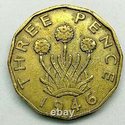 Great Britain 1946 Three-pence Km#849 Extremely Rare- Key Date Coin