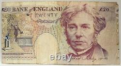 Great Britain 1993 20 Pounds. Collectors Misprint Different Serials. Miscut. Rare