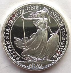 Great Britain 1998 Britannia 2 Pounds 1oz Silver Coin, Proof, Rare