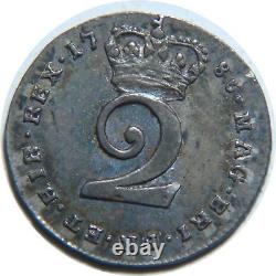 Great Britain 2 Pence 1786 km#595 King George lll Silver Rare Grade J5